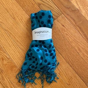 Tealy/greenish black polka dot scarf
